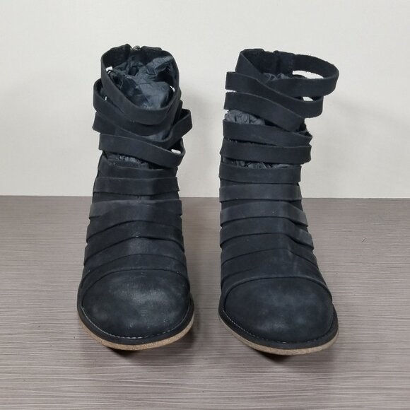 Free People Hybrid Strappy Ankle Boot, Black Nubuck, Womens Various Sizes - Picture 2 of 11